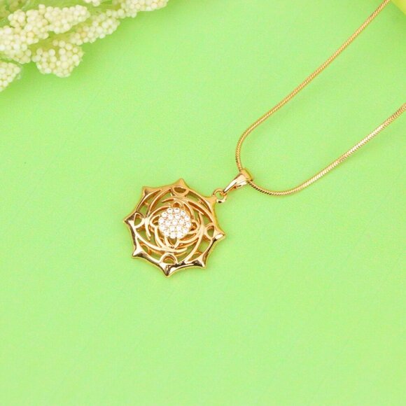 "Rose Gold Geometric Pendant with CZ Center Stylish Charm, XPPT1441 - Picture 13 of 13